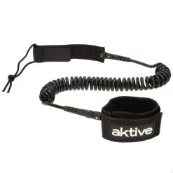 AKTIVE Leash Paddle Surf Spiral, Double Goujon Pivotant, Néoprène, 305 Cm, Noir