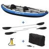 Canoë Kayak Gonflable Bleu 1 à 2 Places + Pagaie + Sac Transport + Pompe Double -Aqua Sport Soldes canoe kayak gonflable bleu 1 a 2 places pagaie sac transport pompe double