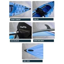 Kayak Gonflable Lotus 2 Places - Max 120kg - 310x85cm (10'2x33") - Bleu -Aqua Sport Soldes kayak gonflable lotus 2 places max 120kg 310x85cm 102x33 bleu 1