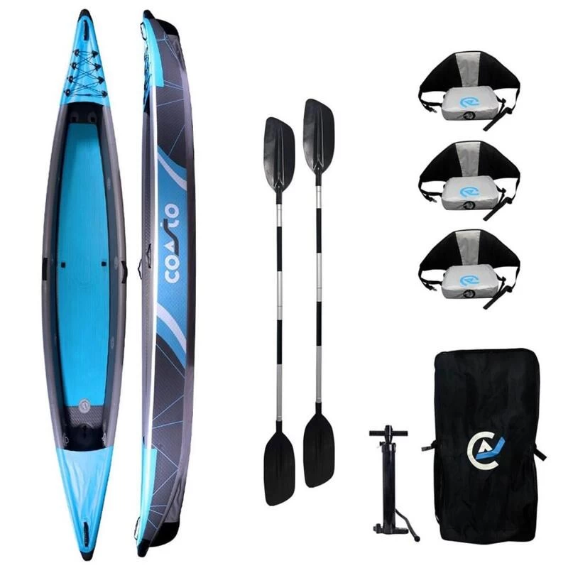 Kayak Gonflable Russel 3 Places - Max 260kg - 480x90cm (15'7x35") - Bleu 3 Kayak Gonflable Russel 3 Places - Max 260kg - 480x90cm (15'7x35") - Bleu