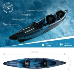 Kayak Gonflable TORPEDO 2P HP - 426cm/13'9x78cm/31' - DropStitch MAX 220 Kg -Aqua Sport Soldes kayak gonflable torpedo 2p hp 426cm139x78cm31 dropstitch max 220 kg 3